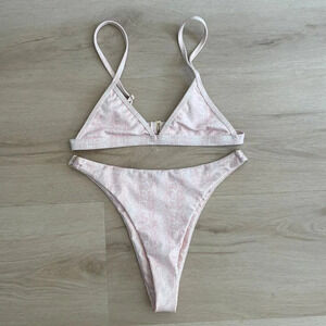 La Hana Swim Bikini Swimsuit Set  Pink Snake Print Size XS/Small
